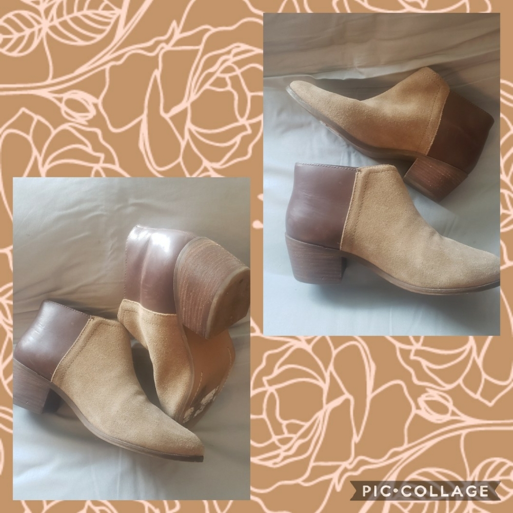Madewell Cigar Cait Leather and Suede Booties